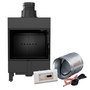 Inteligentny kominek powietrzny KRATKI LUCY SLIM 8 kW Ø 160 czarne wyłożenie MSK