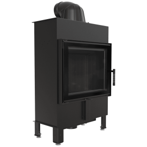 Kominek powietrzny stalowy KRATKI LUCY SLIM 8 kW Ø 160 czarne wyłożenie