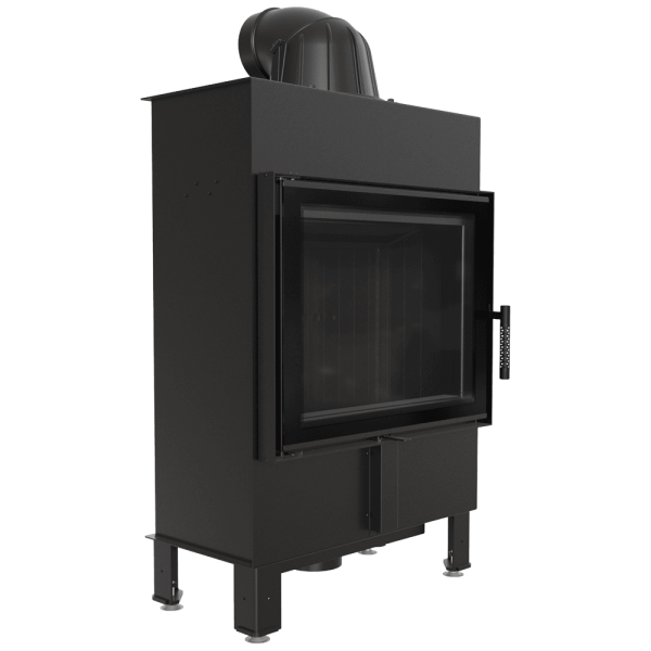 Kominek powietrzny stalowy KRATKI LUCY SLIM 8 kW Ø 160 czarne wyłożenie