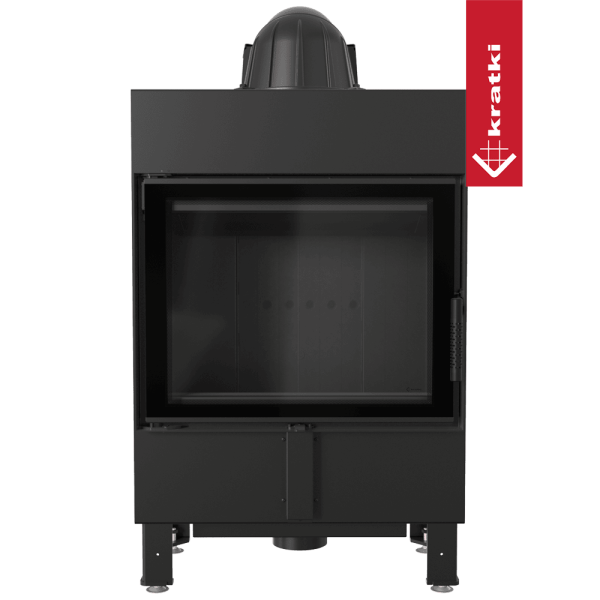 Kominek powietrzny stalowy KRATKI LUCY SLIM 8 kW Ø 160 czarne wyłożenie