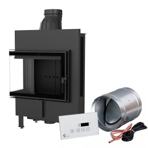 Inteligentny kominek KRATKI LUCY SLIM lewy BS 8 kW Ø 160 czarne wyłożenie MSK GLASS