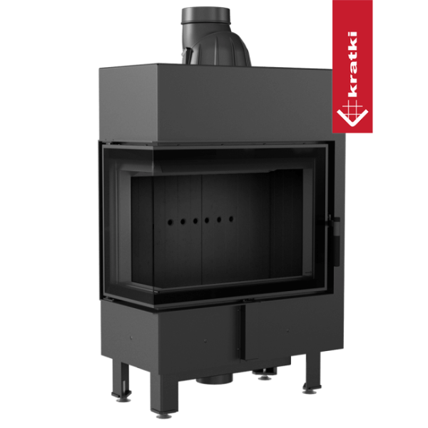 Inteligentny kominek KRATKI LUCY SLIM lewy BS 8 kW Ø 160 czarne wyłożenie MSK GLASS