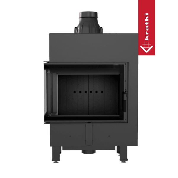 Inteligentny kominek KRATKI LUCY SLIM lewy BS 8 kW Ø 160 czarne wyłożenie MSK GLASS