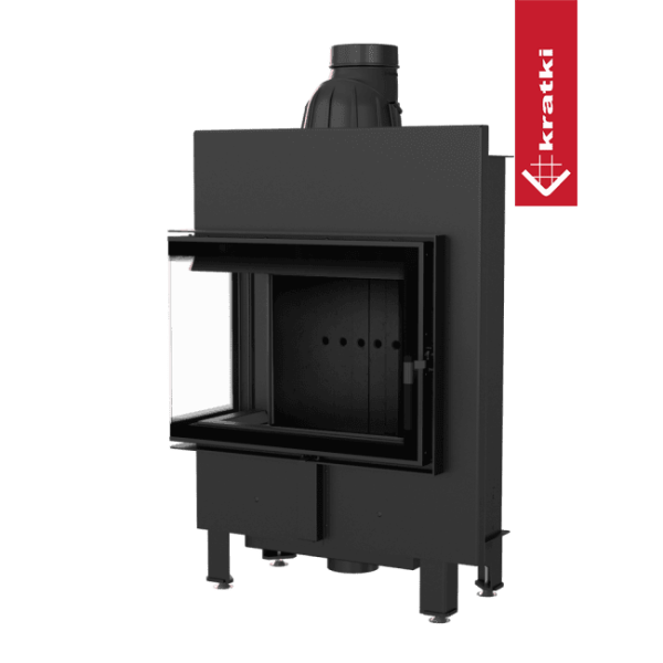Inteligentny kominek KRATKI LUCY SLIM lewy BS 8 kW Ø 160 czarne wyłożenie MSK GLASS