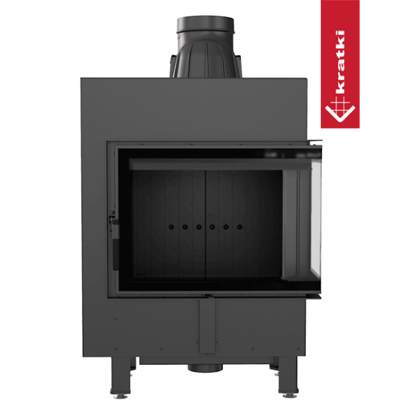 Inteligentny kominek KRATKI LUCY SLIM prawy BS 8 kW Ø 160 czarne wyłożenie MSK GLASS