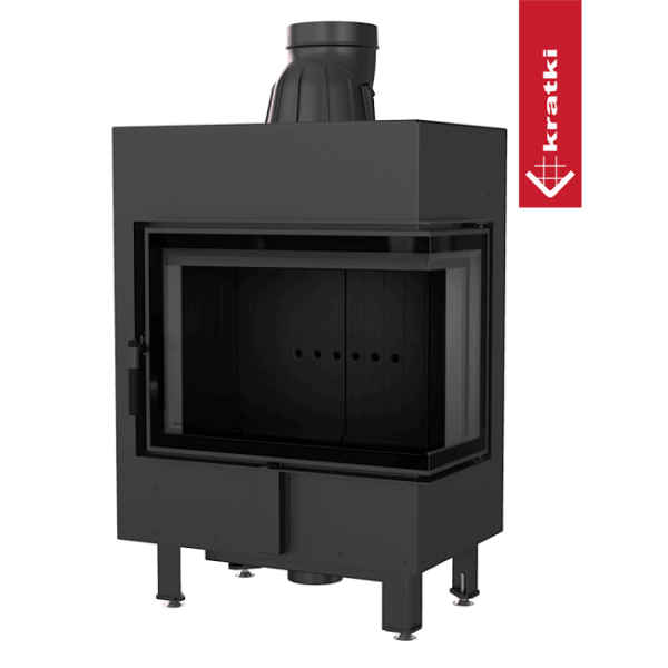 Inteligentny kominek KRATKI LUCY SLIM prawy BS 8 kW Ø 160 czarne wyłożenie MSK GLASS