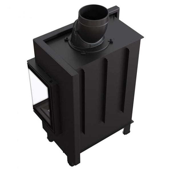 Inteligentny kominek KRATKI LUCY SLIM prawy BS 8 kW Ø 160 czarne wyłożenie MSK GLASS