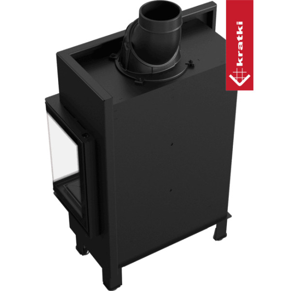 Kominek powietrzny stalowy KRATKI LUCY SLIM prawy BS 8 kW Ø 160 zestaw montażowy