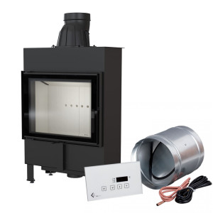 Inteligentny kominek powietrzny stalowy KRATKI LUCY SLIM 8 kW Ø 160 MSK GLASS