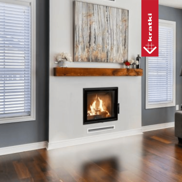 Inteligentny kominek powietrzny stalowy KRATKI LUCY SLIM 8 kW Ø 160 MSK GLASS