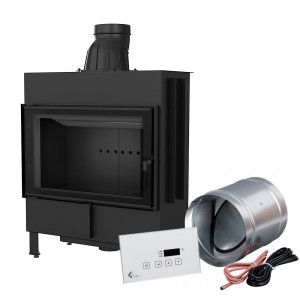 Inteligentny kominek powietrzny KRATKI LUCY 14 kW Ø 200 czarne wyłożenie MSK GLASS