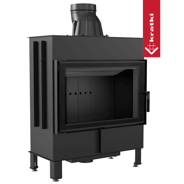 Inteligentny kominek powietrzny KRATKI LUCY 14 kW Ø 200 czarne wyłożenie MSK GLASS