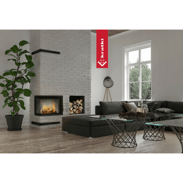Kominek powietrzny stalowy KRATKI LUCY lewy BS 14 kW Ø 200 z domykaniem