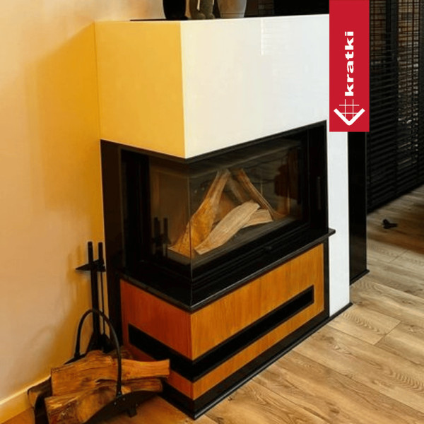 Kominek powietrzny stalowy KRATKI LUCY lewy BS 14 kW Ø 200