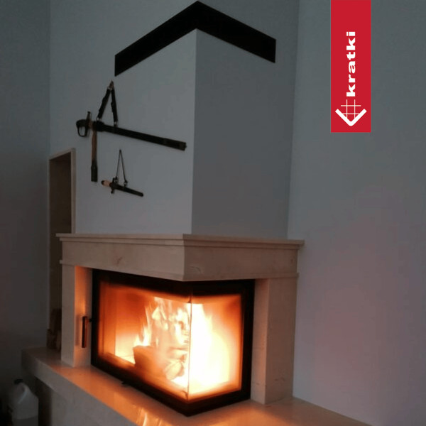 Kominek powietrzny stalowy KRATKI LUCY prawy 14 kW Ø 200