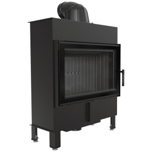 Kominek powietrzny stalowy KRATKI LUCY SLIM 10 kW Ø 160 czarne wyłożenie