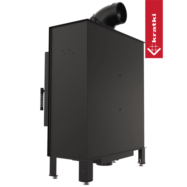 Kominek powietrzny stalowy KRATKI LUCY SLIM 10 kW Ø 160 czarne wyłożenie