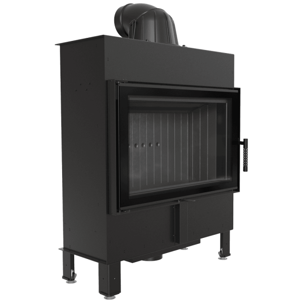 Kominek powietrzny KRATKI LUCY SLIM 10 kW Ø 160 double glass czarne wyłożenie