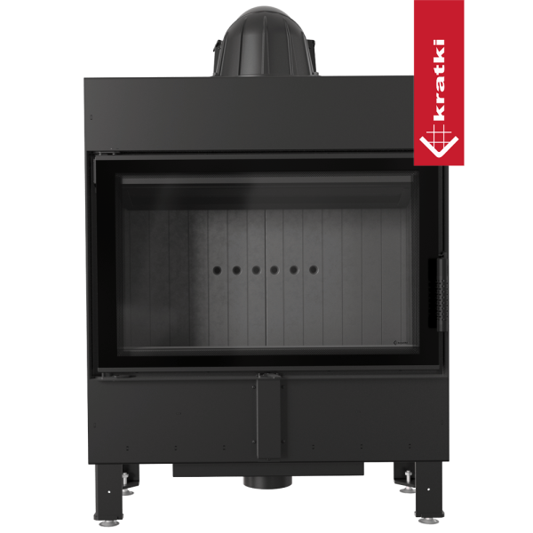 Kominek powietrzny KRATKI LUCY SLIM 10 kW Ø 160 double glass czarne wyłożenie