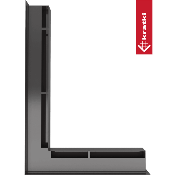 Kratka LUFT narożny lewy 76,6x54,7x6 czarna Slim