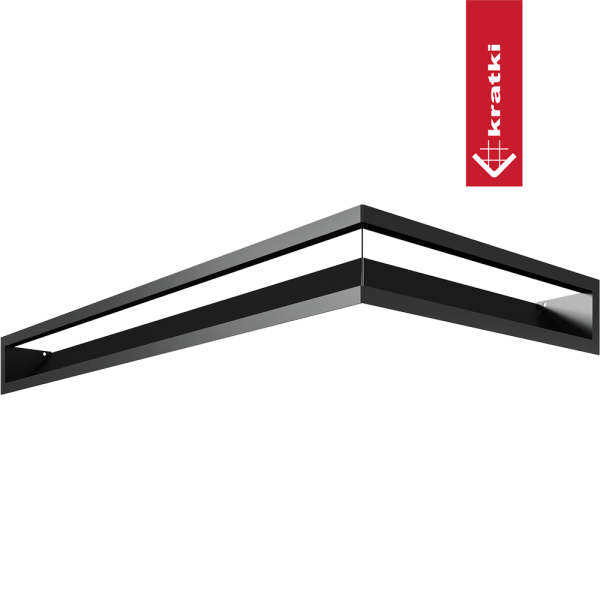 Kratka wentylacyjna kominkowa LUFT narożny lewy 80x40x9 czarna Slim