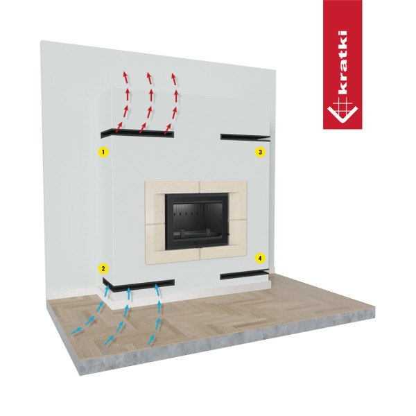 Kratka kominkowa LUFT narożny 40x60x6 grafit Slim