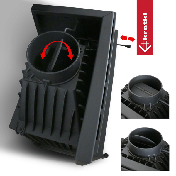 Kominek powietrzny żeliwny KRATKI MAJA DECO prawy BS 8 kW Ø 200