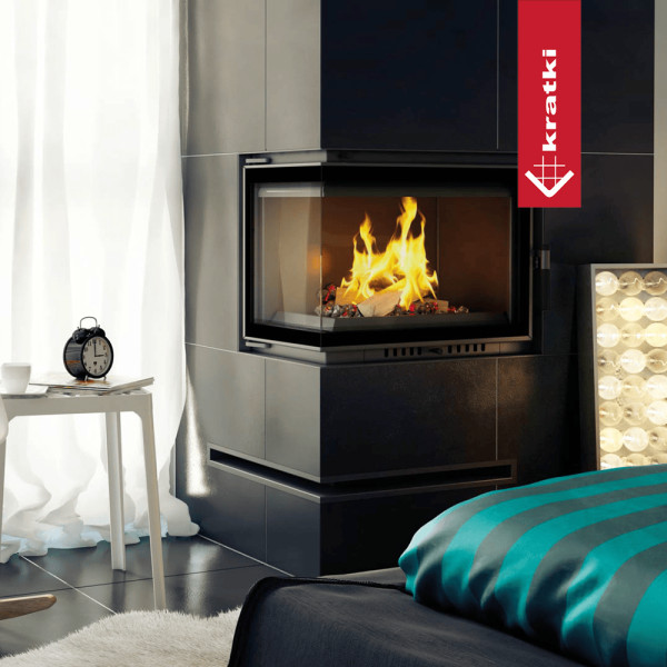Kominek z płaszczem wodnym KRATKI MAJA DECO lewy 8 kW Ø 180