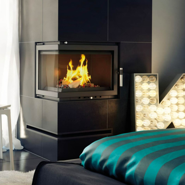 Kominek z płaszczem wodnym KRATKI MAJA DECO prawy 8 kW Ø 180