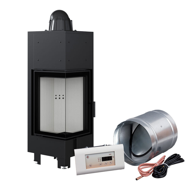 Inteligentny kominek powietrzny stalowy KRATKI MBN lewy BS 10 kW Ø 200 MSK