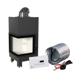 Inteligentny kominek powietrzny stalowy KRATKI MBN lewy BS 8 kW Ø 200 MSK GLASS
