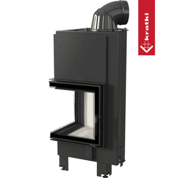 Inteligentny kominek powietrzny stalowy KRATKI MBN lewy BS 8 kW Ø 200 MSK GLASS