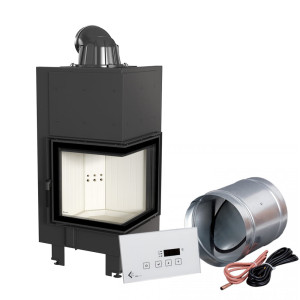 Inteligentny kominek powietrzny stalowy KRATKI MBN prawy BS 8 kW Ø 200 MSK GLASS