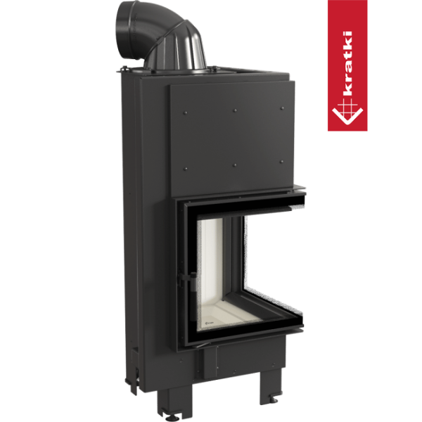 Inteligentny kominek powietrzny stalowy KRATKI MBN prawy BS 8 kW Ø 200 MSK GLASS