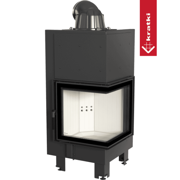 Inteligentny kominek powietrzny stalowy KRATKI MBN prawy BS 8 kW Ø 200 MSK GLASS