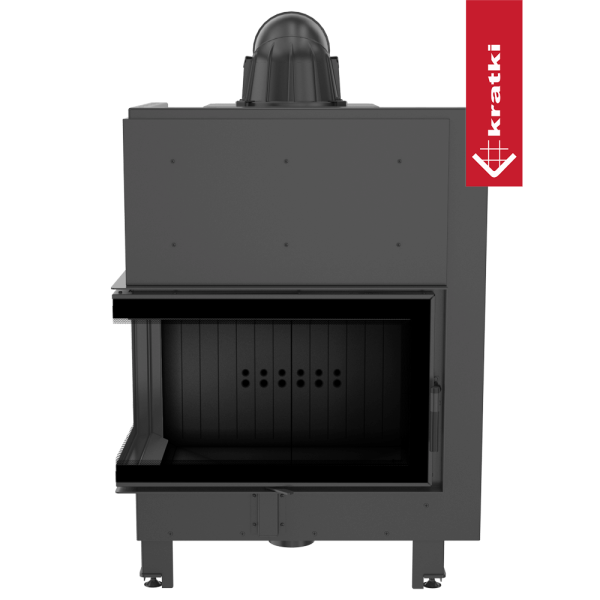 Kominek powietrzny stalowy KRATKI MBO lewy BS 15 kW Ø 200 czarne wyłożenie
