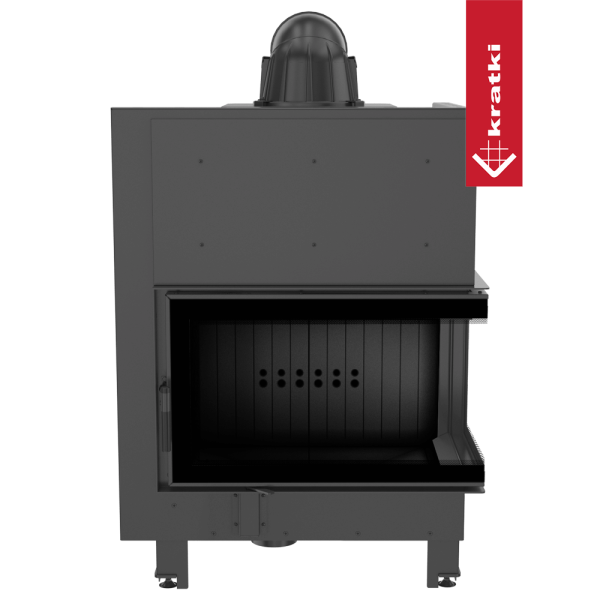 Kominek powietrzny stalowy KRATKI MBO prawy BS 15 kW Ø 200 czarne wyłożenie