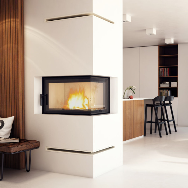 Kominek powietrzny stalowy KRATKI MBO prawy BS 15 kW Ø 200