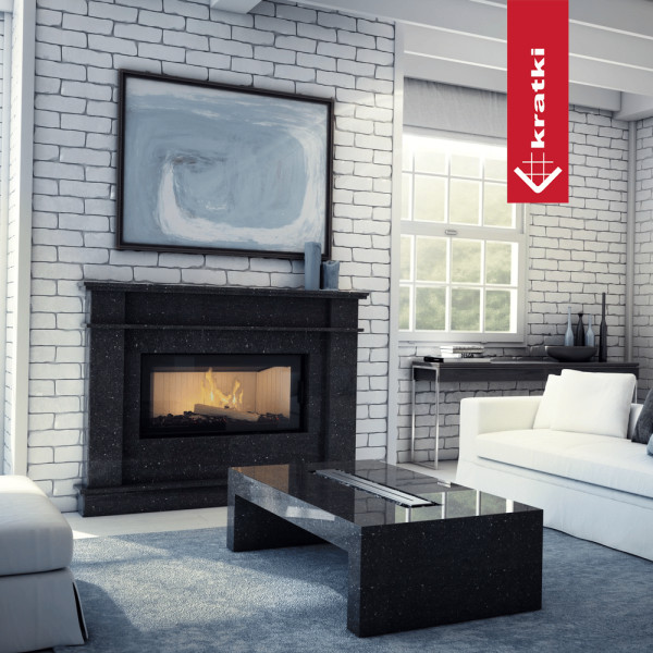 Inteligentny kominek powietrzny stalowy KRATKI NADIA 14 kW Ø 200 MSK GLASS
