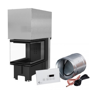 Inteligentny kominek NBU 500/700 11 kW Ø 200 Gilotyna czarne wyłożenie MSK GLASS