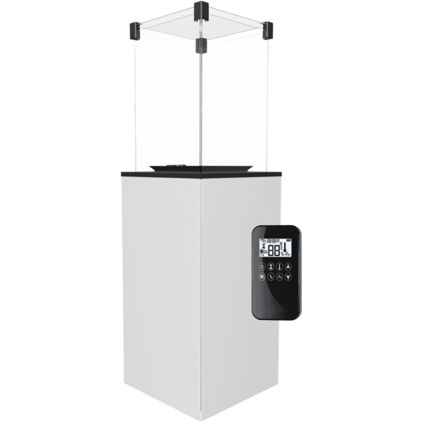 Ogrzewacz gazowy Patio panel szklany biały sterowanie automatyczne 8,2 kW