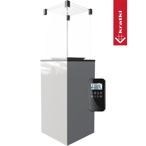 Ogrzewacz gazowy Patio panel szklany biały sterowanie automatyczne 8,2 kW