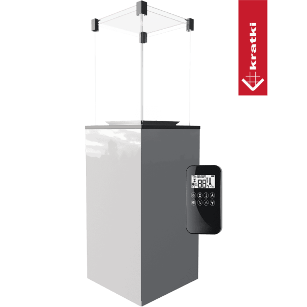 Ogrzewacz gazowy Patio panel szklany biały sterowanie automatyczne 8,2 kW