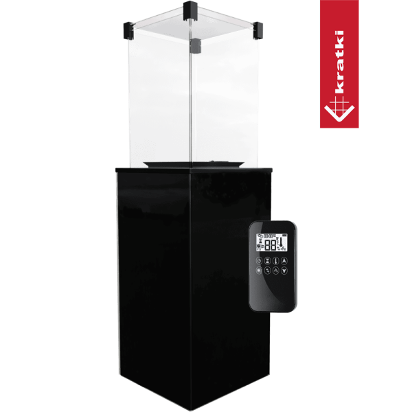 Ogrzewacz gazowy Patio panel szklany czarny sterowanie automatyczne 8,2 kW