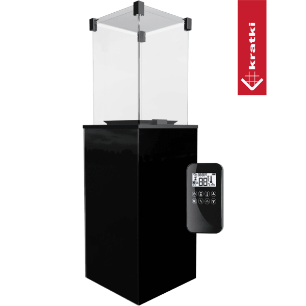 Ogrzewacz gazowy Patio panel szklany czarny sterowanie automatyczne 8,2 kW