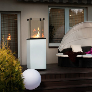 Ogrzewacz gazowy Patio panel szklany biały sterowanie manualne 8,2 kW