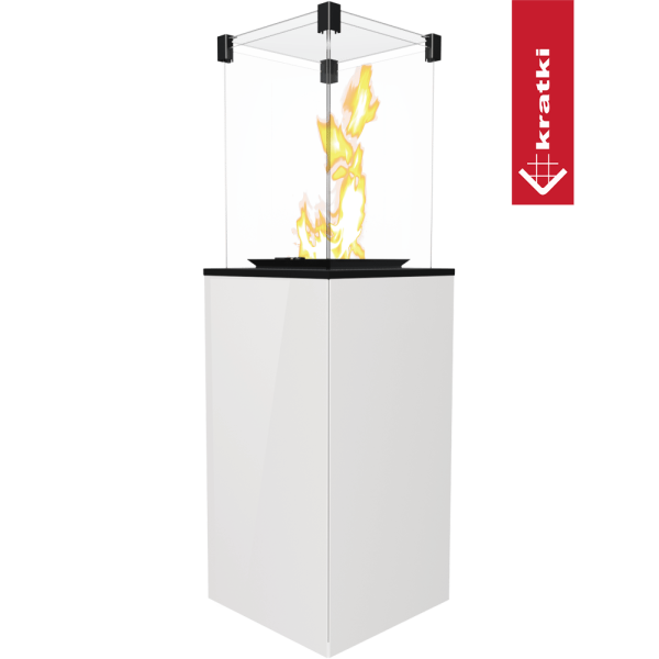 Ogrzewacz gazowy Patio panel szklany biały sterowanie manualne 8,2 kW