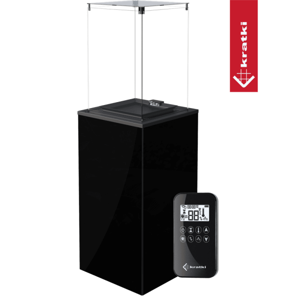 Ogrzewacz gazowy Patio Mini panel szklany czarny sterowanie automatyczne 8,2 kW