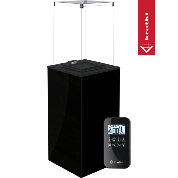 Ogrzewacz gazowy Patio Mini panel szklany czarny sterowanie automatyczne 8,2 kW