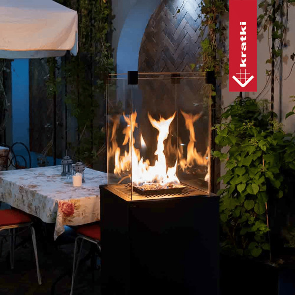 Ogrzewacz gazowy Patio Mini panel szklany czarny sterowanie automatyczne 8,2 kW